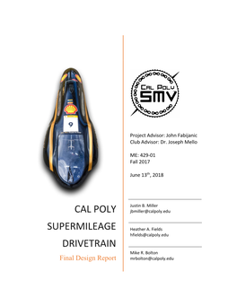 Cal Poly Supermileage Drivetrain Assembly Final Design