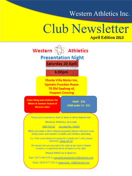 Club Newsletter April Edition 2013
