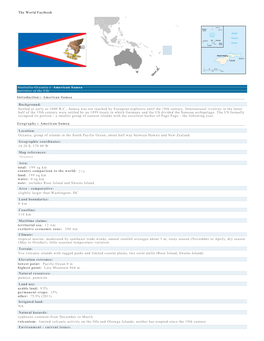 Australia-Oceania :: American Samoa (Territory of the US) Introduction :: American Samoa