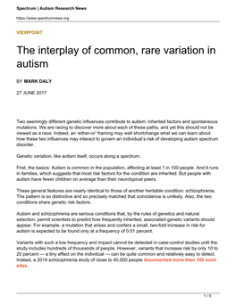 The Interplay of Common, Rare Variation in Autism