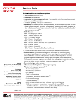 Clinical Review: Facial Fracture