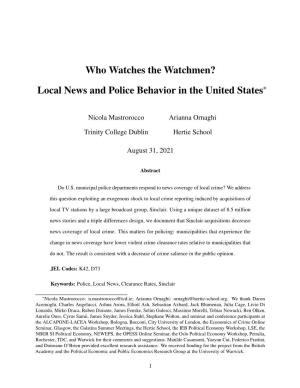 Who Watches the Watchmen? Local News and Police