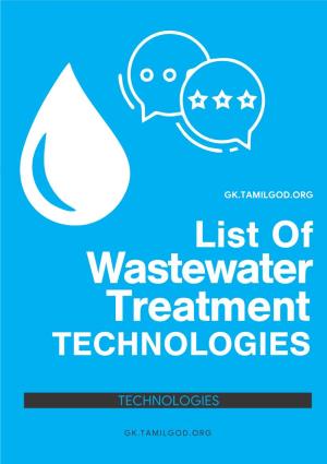 Wastewater Treatment Technologies List.Cdr