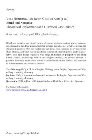 (Eds.) Ritual and Narrative Theoretical Explorations and Historical Case Studies