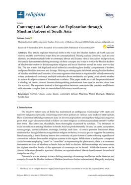 Contempt and Labour: an Exploration Through Muslim Barbers of South Asia