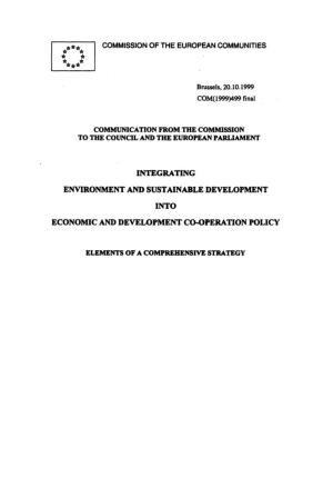 Integrating Environment and Sustainable Development Into Economic and Development Co-Operation Policy Elements of a Comprehensive Strategy