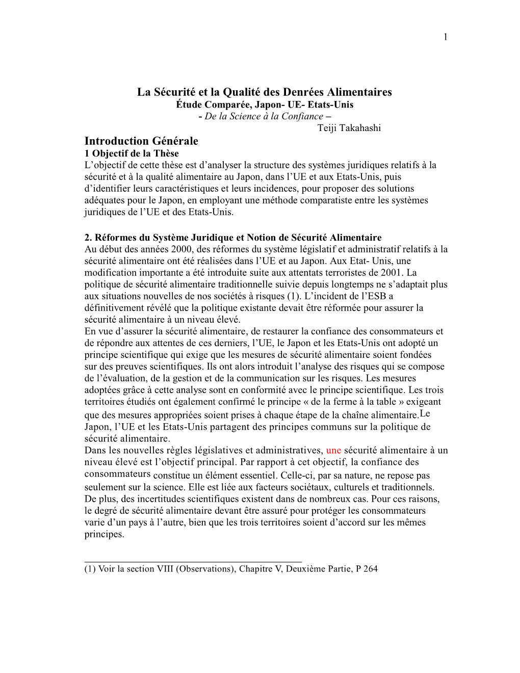 La Sécurité Et La Qualité Des Denrées Alimentaires Introduction Générale