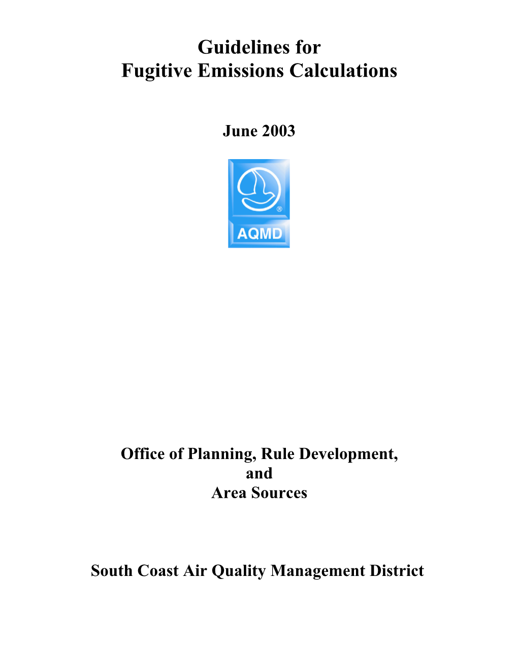 Guidelines for Fugitive Emissions Calculations