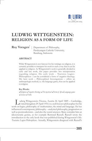 Ludwig Wittgenstein: Religion As a Form of Life