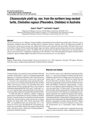 Pleurodira, Chelidae) in Australia Stefañski Vasyl V