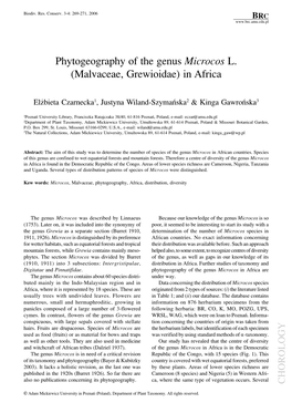 Phytogeography of the Genus Microcos L. (Malvaceae, Grewioidae) in Africa