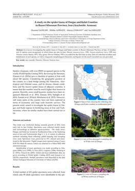 A Study on the Spider Fauna of Dargaz and Kalat Counties in Razavi Khorasan Province, Iran (Arachnida: Araneae)