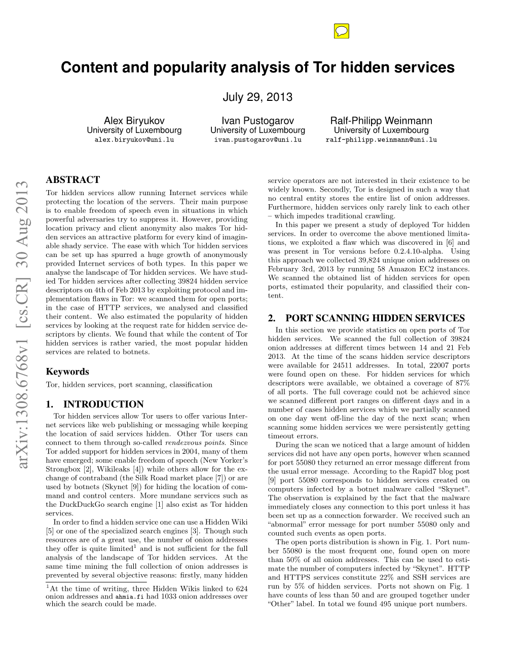 Content and Popularity Analysis of Tor Hidden Services