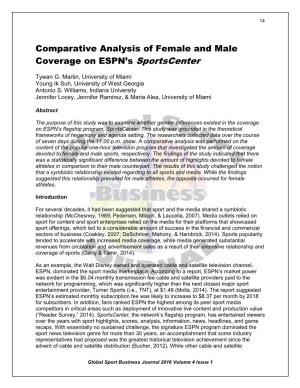 Comparative Analysis of Female and Male Coverage on ESPN's