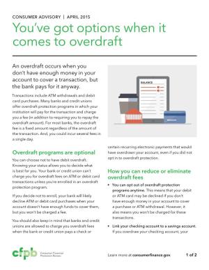 You've Got Options When It Comes to Overdraft