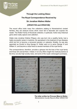 The Royal Correspondence Received by Sir Jonathan Wathen Waller