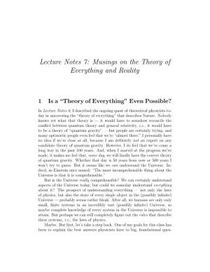 Musings on the Theory of Everything and Reality (PDF)
