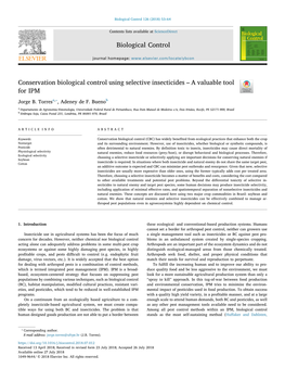 Conservation Biological Control Using Selective Insecticides – a Valuable Tool for IPM T ⁎ Jorge B