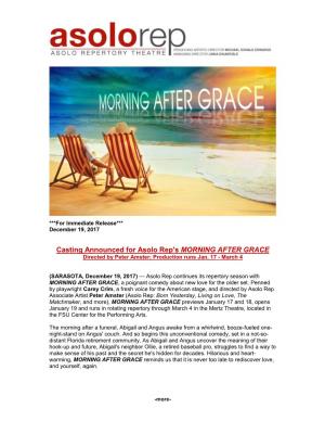 Casting Announced for Asolo Rep's MORNING AFTER GRACE Directed by Peter Amster; Production Runs Jan
