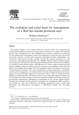 The Ecological and Social Basis for Management of a Red Sea Marine-Protected Area