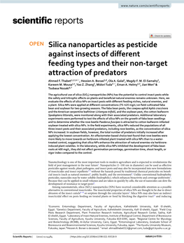 Silica Nanoparticles As Pesticide Against Insects of Different Feeding Types and Their Non-Target Attraction of Predators