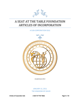 A Seat at the Table Foundation Articles of Incorporation