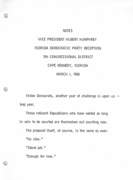 Florida Democratic Party Reception, March 1, 1968