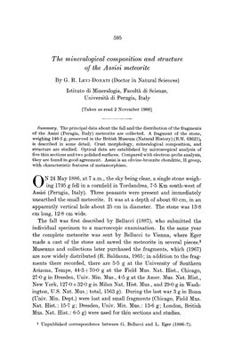 The M~Neralogical Composition and Structure of the Assisi Meteorite