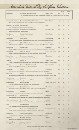 Sommelier's Featured by the Glass Selections