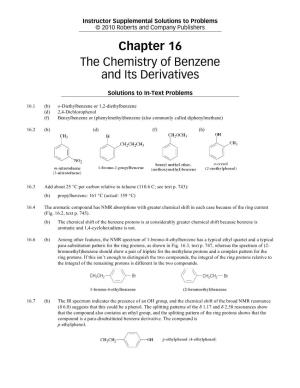 Chapter 16 the Chemistry of Benzene and Its Derivatives