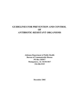 Guidelines for Prevention and Control of Antibiotic-Resistant Organisms