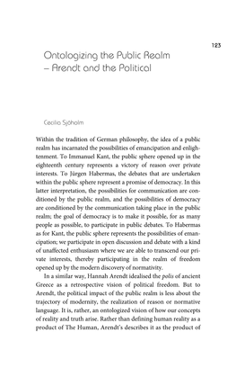 Ontologizing the Public Realm: Arendt and the Political