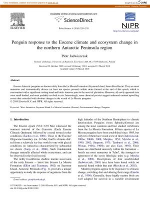 Penguin Response to the Eocene Climate and Ecosystem Change in the Northern Antarctic Peninsula Region
