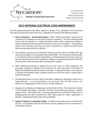 2011 National Electrical Code Amendments
