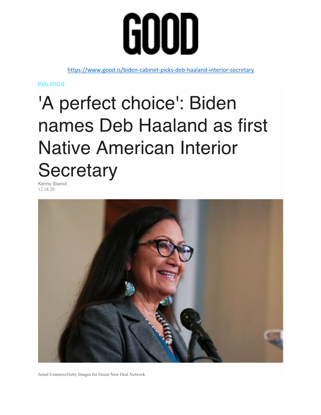 Biden Names Deb Haaland As First Native American Interior Secretary