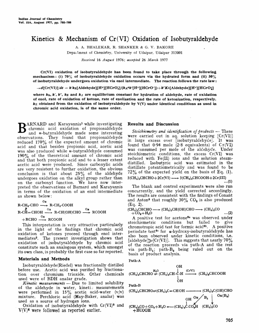 Oxidation of Isobutyraldehyde