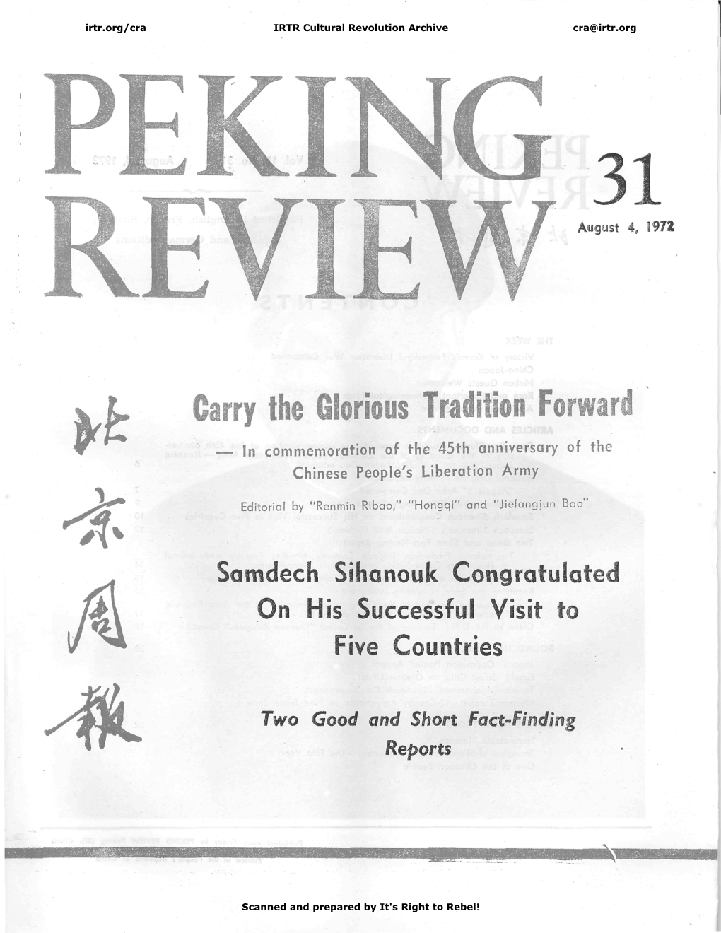 PEKING REVIEW Peking (37), China Post Office Registration No