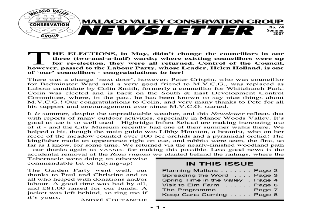 Where Existing Councillors Were up Steel and Aluminum - We Sell T for Re-Election, They Were All Returned