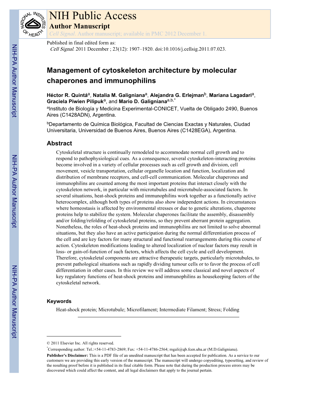 NIH Public Access Author Manuscript Cell Signal