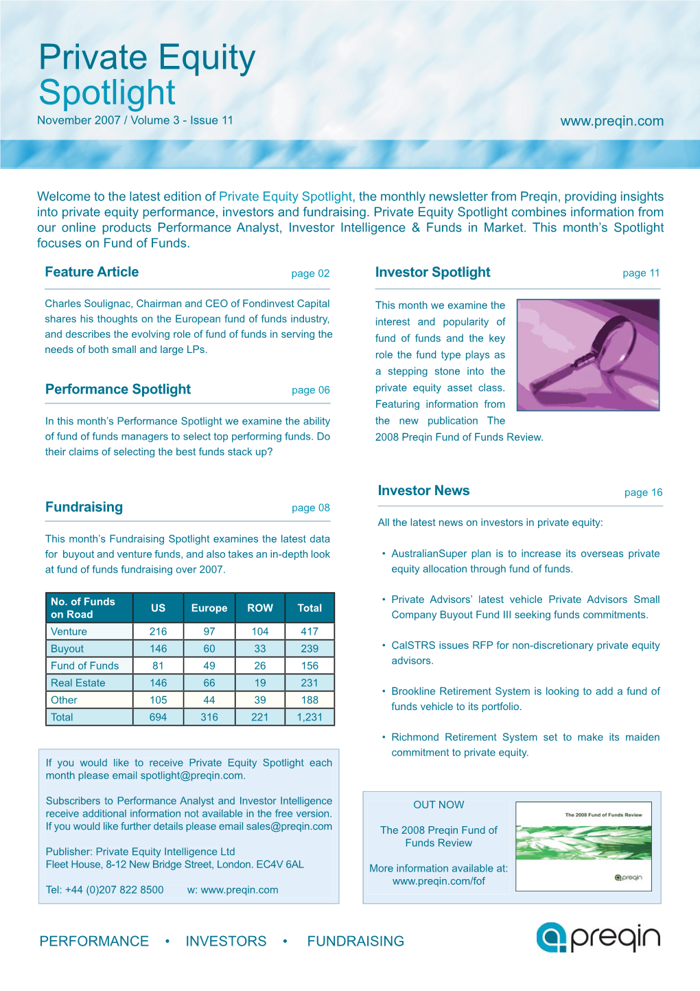 Private Equity Spotlight November 2007 / Volume 3 - Issue 11