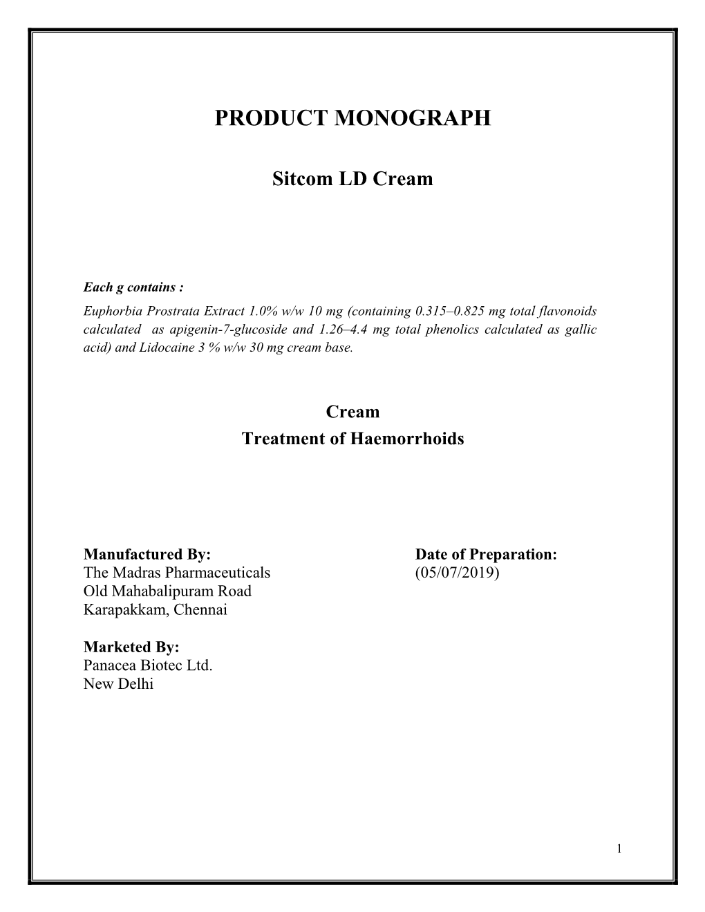 Product Monograph