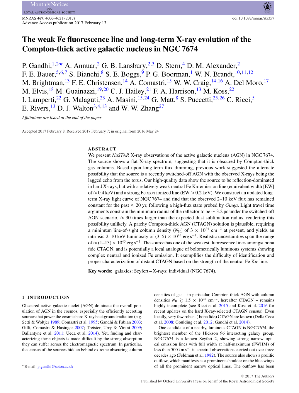 The Weak Fe Fluorescence Line and Long-Term X-Ray Evolution of The