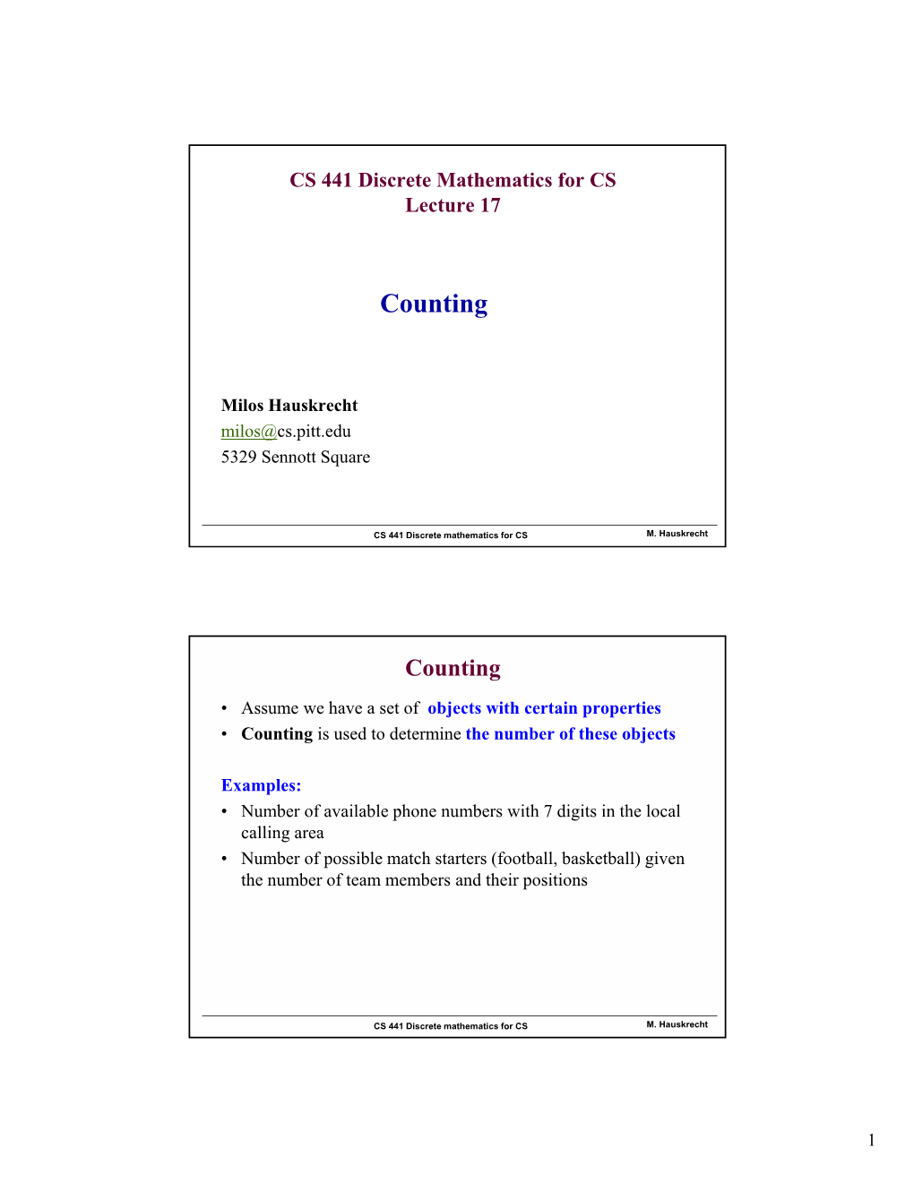 Counting: Permutations, Combinations