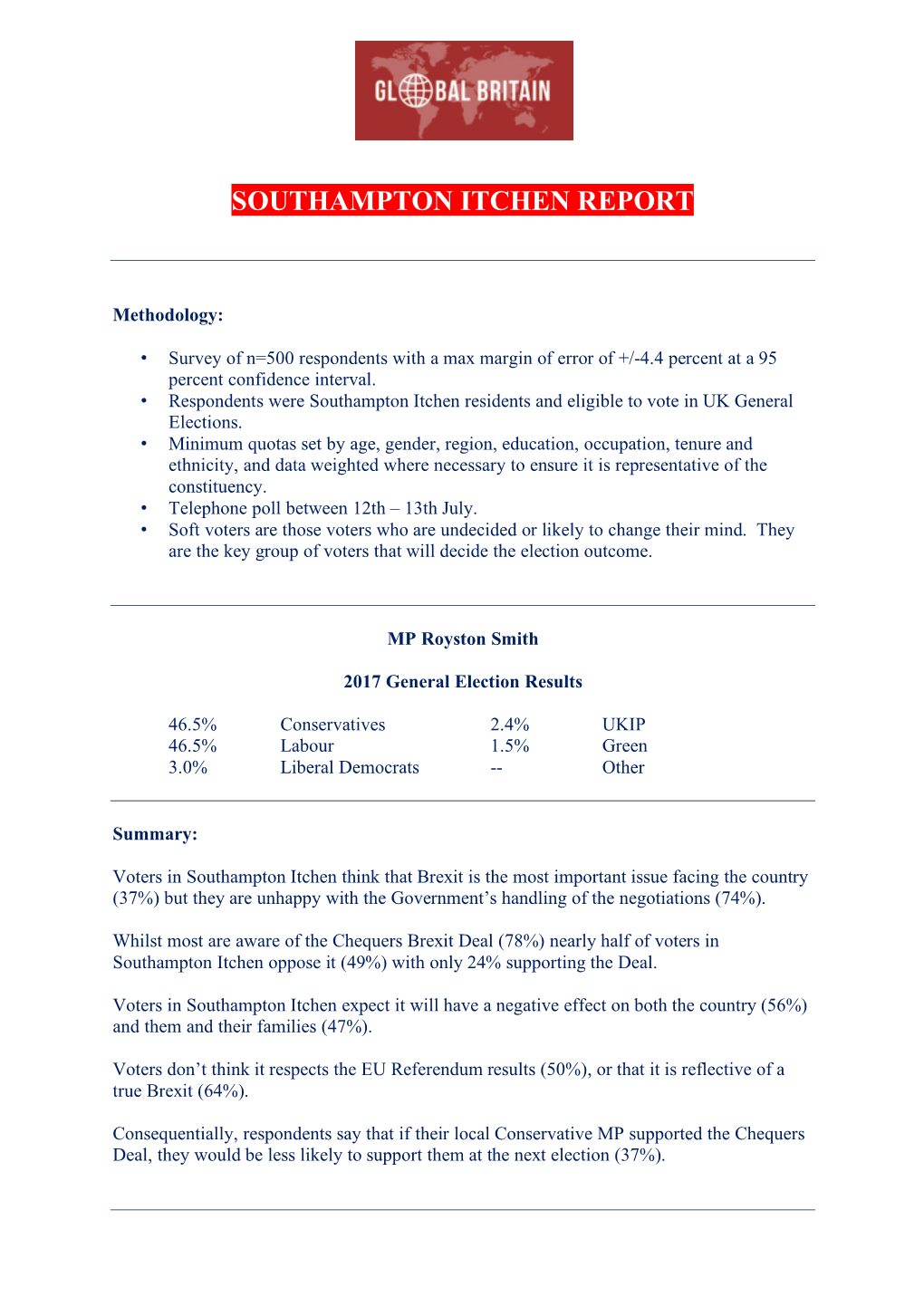 Southampton Itchen Report