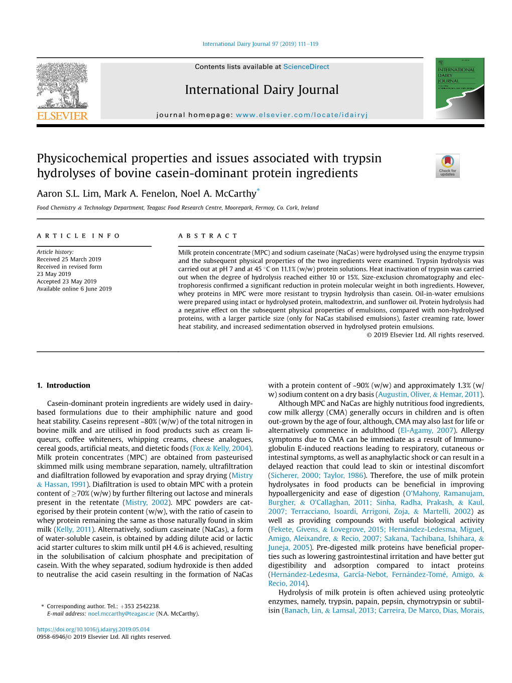 International Dairy Journal 97 (2019) 111E119