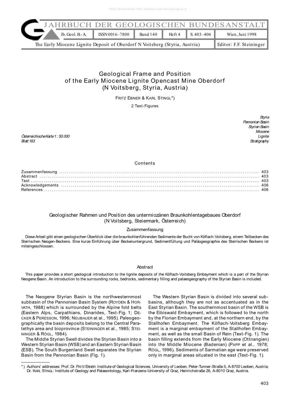 JAHRBUCH DER GEOLOGISCHEN BUNDESANSTALT Jb