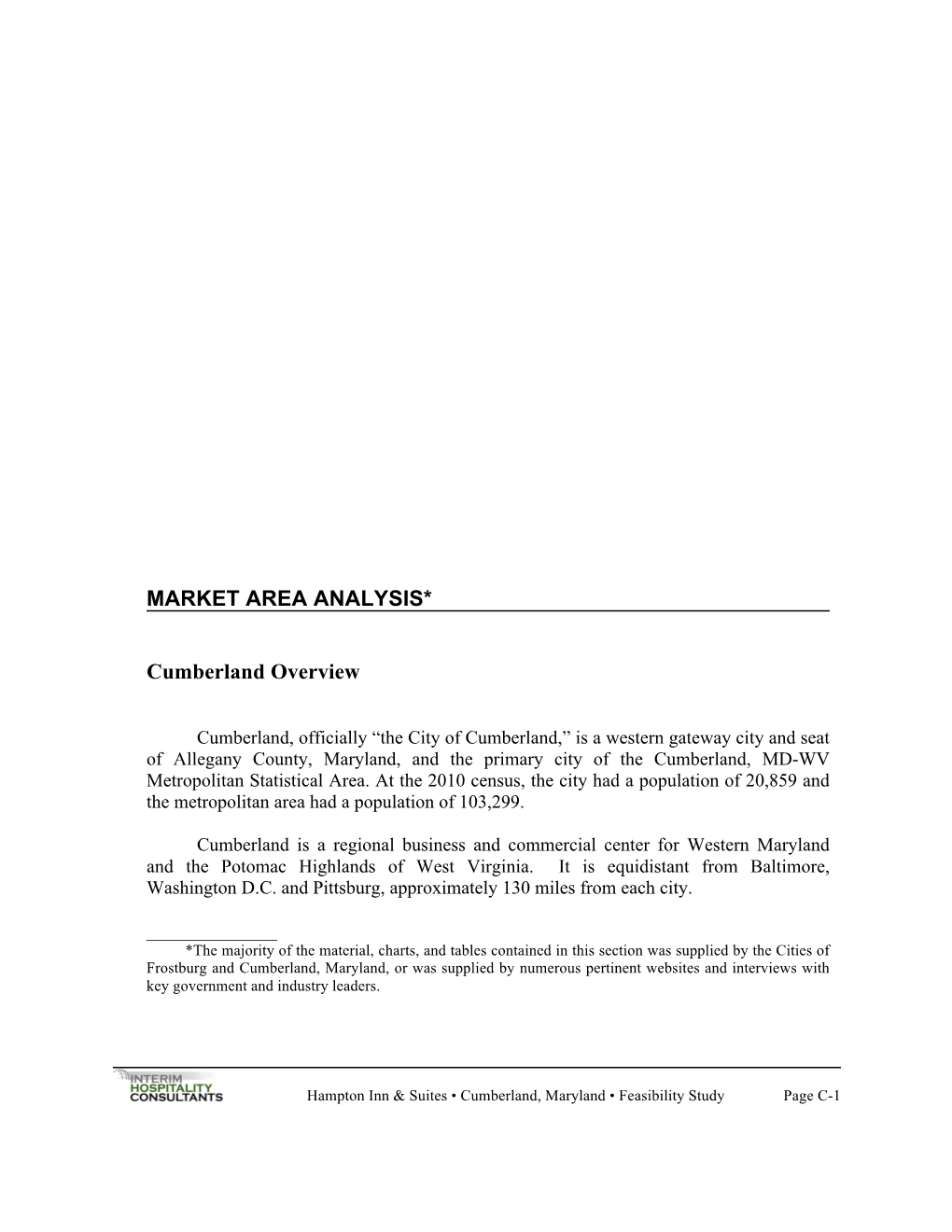 MARKET AREA ANALYSIS* Cumberland Overview