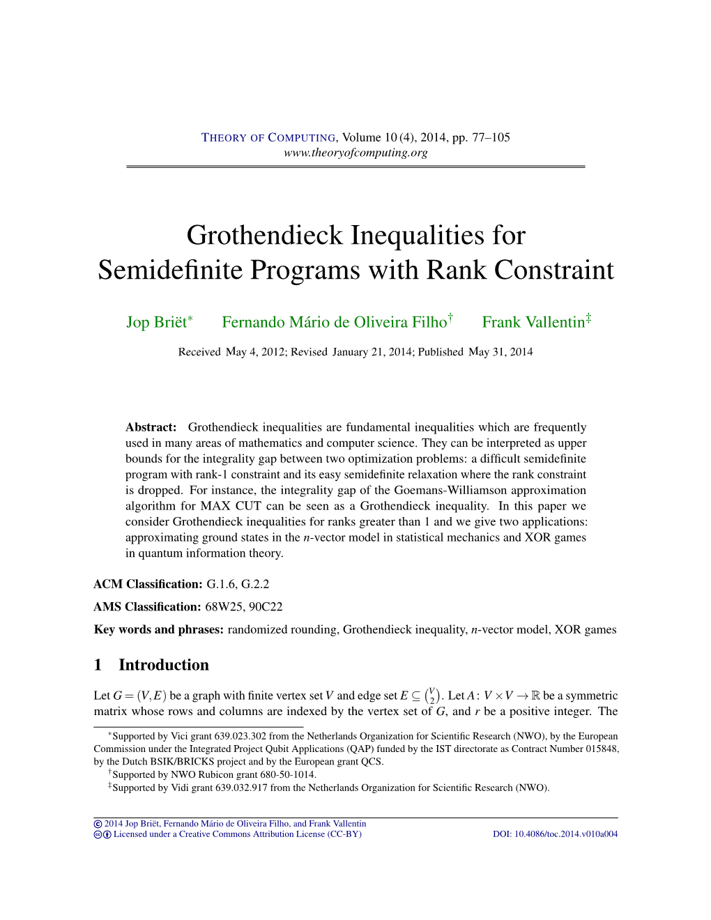 Grothendieck Inequalities for Semidefinite Programs with Rank Constraint