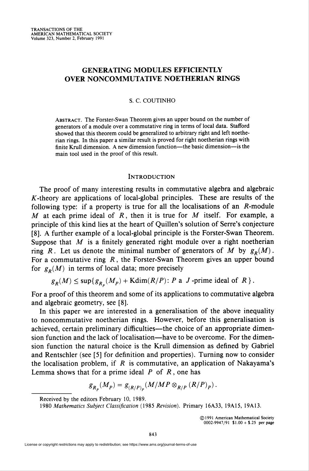 Over Noncommutative Noetherian Rings