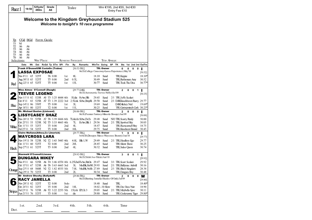 Race:1 480M A6 Entry Fee €10